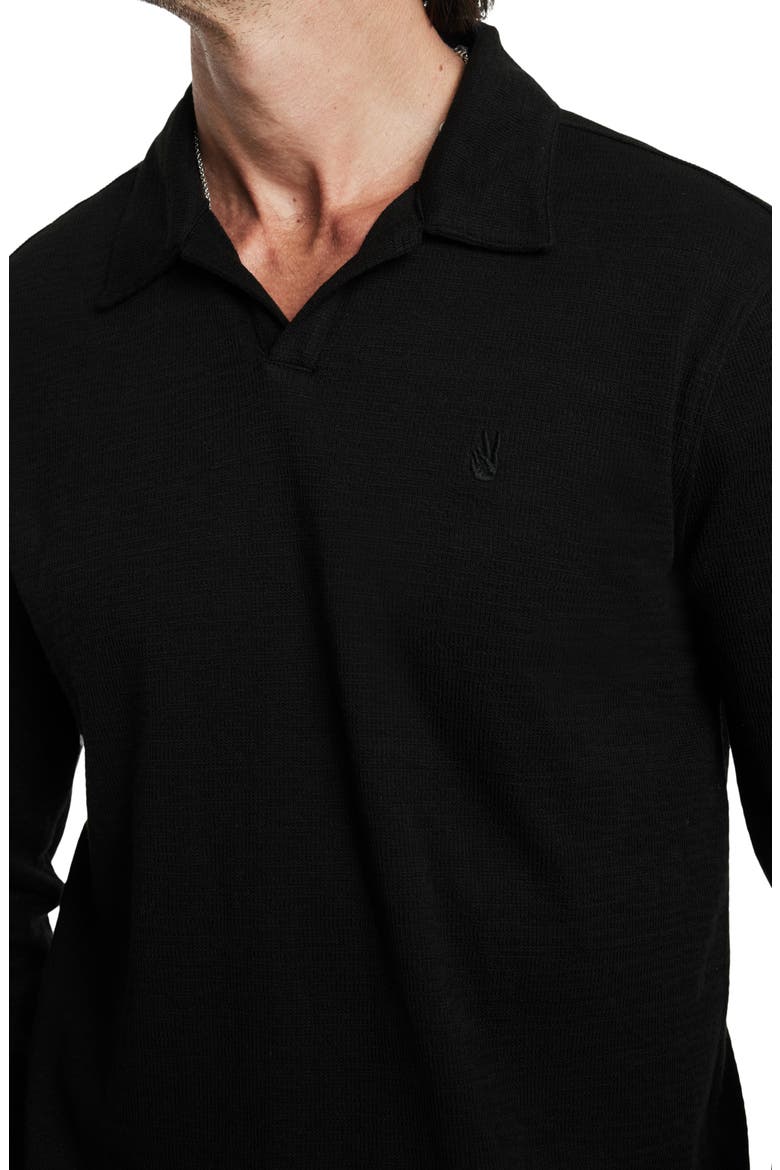 Morris Long Sleeve Johnny Collar Polo, Alternate, color, BLACK