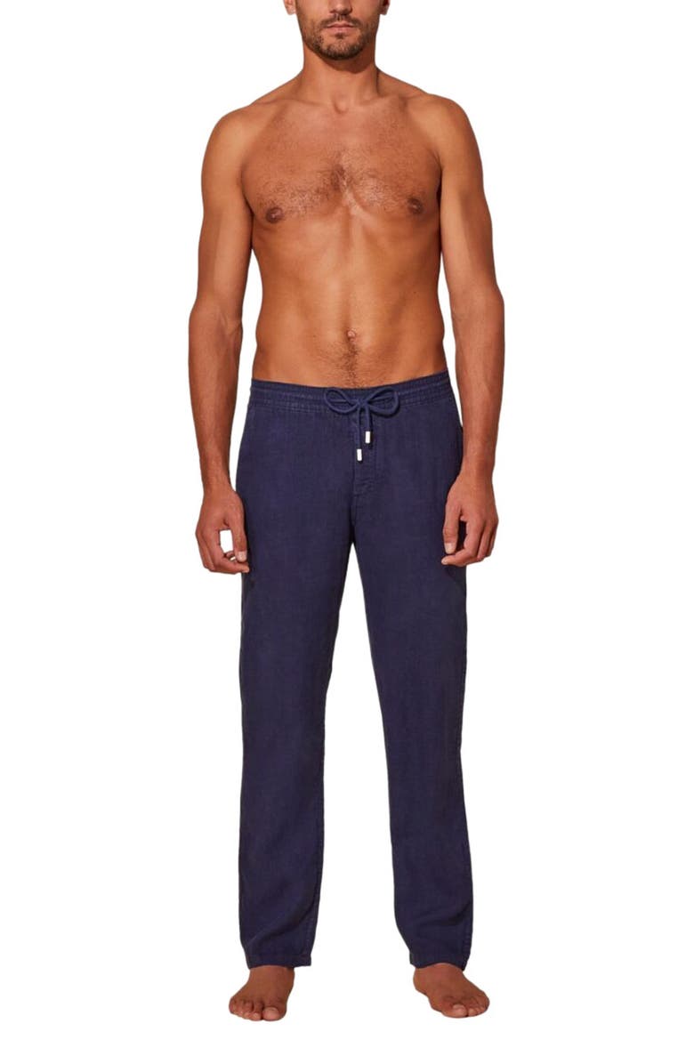 Vilebrequin Men's Solid Linen Pants, Alternate, color, Bleu Marine