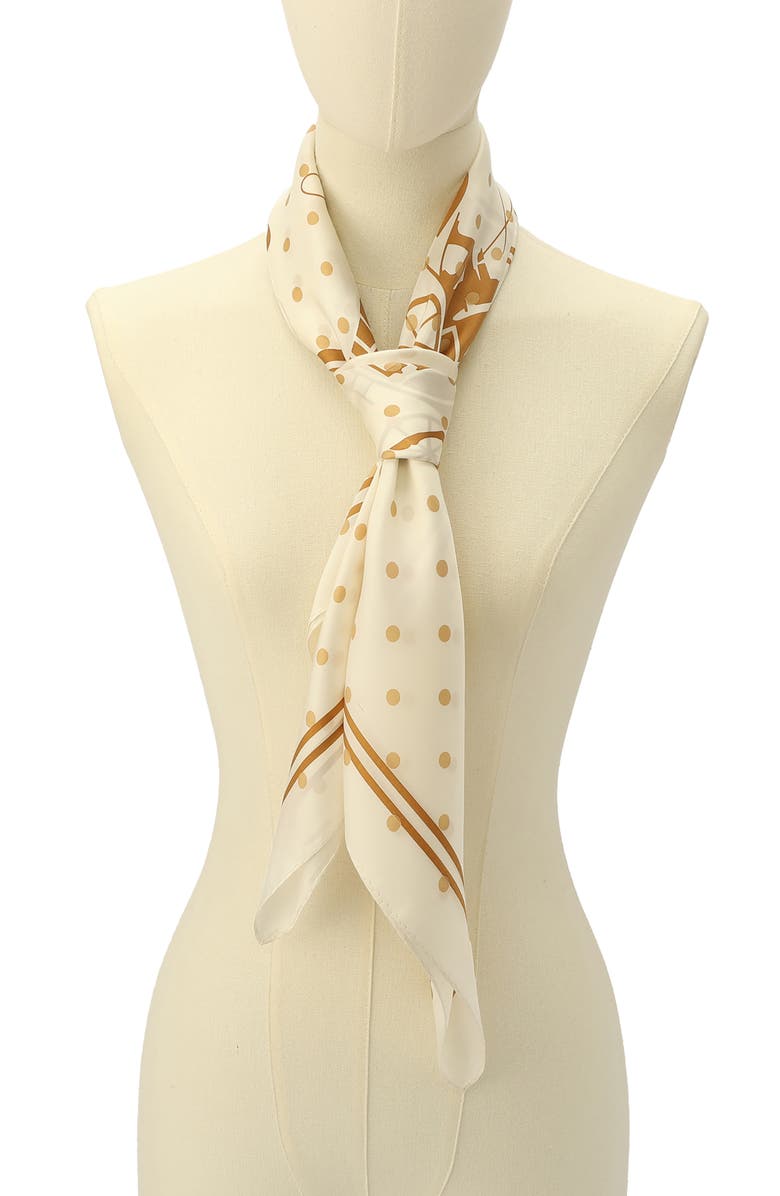 COACH Horse & Carriage Polka Dot Silk Square Scarf, Alternate, color, Chalk