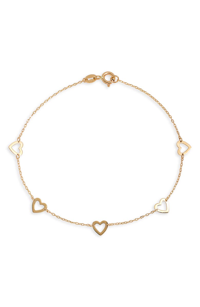 Bony Levy 14K Gold Open Heart Station Bracelet, Main, color, 