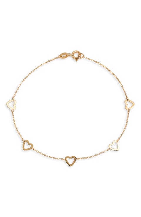 14K Gold Open Heart Station Bracelet (Nordstrom Exclusive)