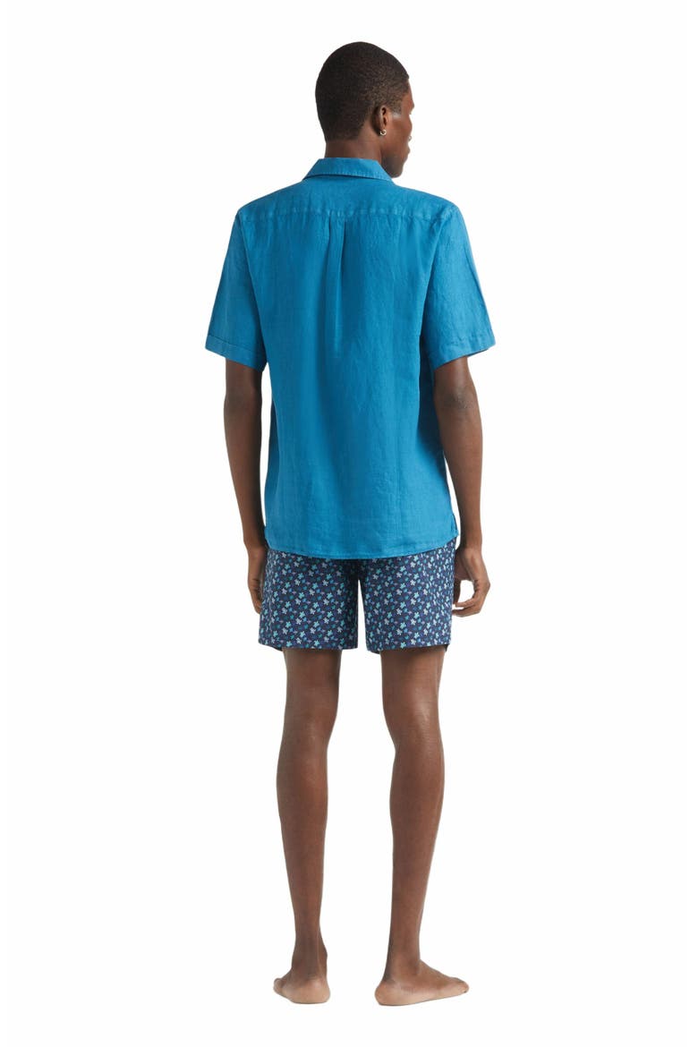 Men's Solid Linen Bowling Shirt, Alternate, color, PAON