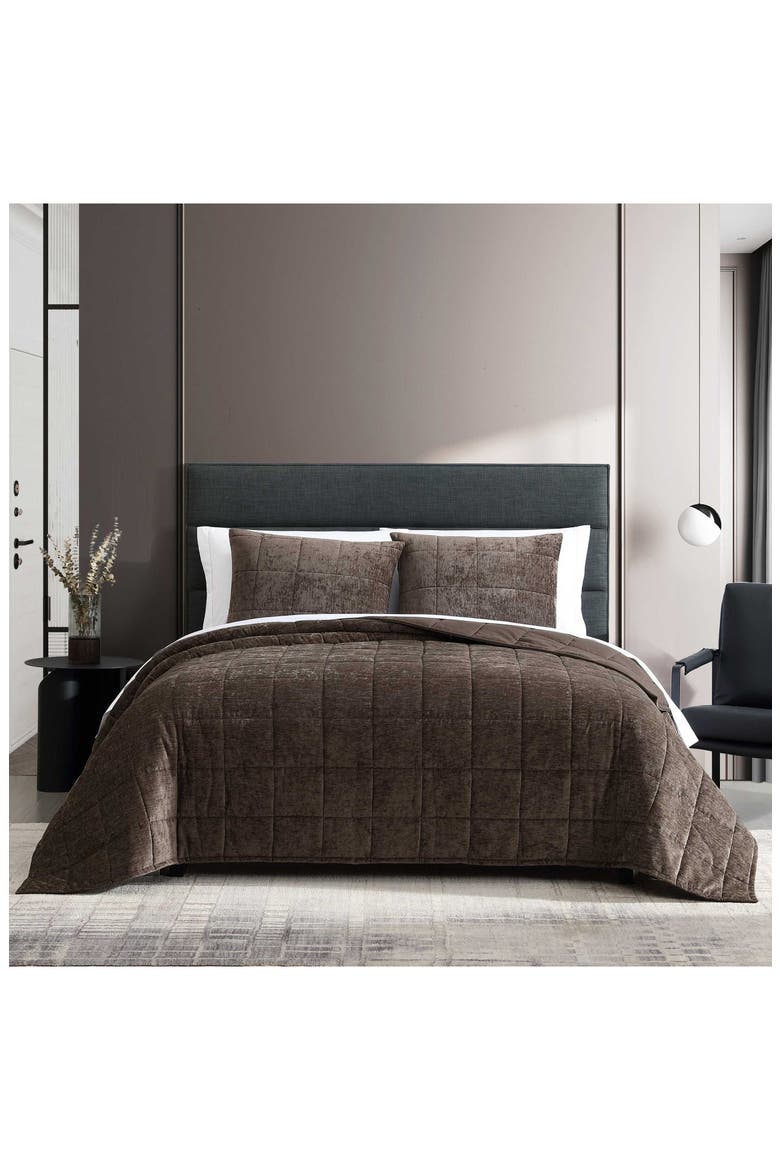 Chenille Box Quilt Set, Alternate, color, CHOCOLATE BROWN