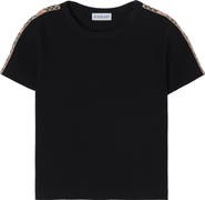 Burberry Check Trim Stretch Cotton T-shirt