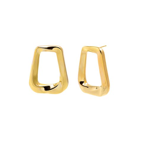 Solid Open Curved Rectangular Stud Earring