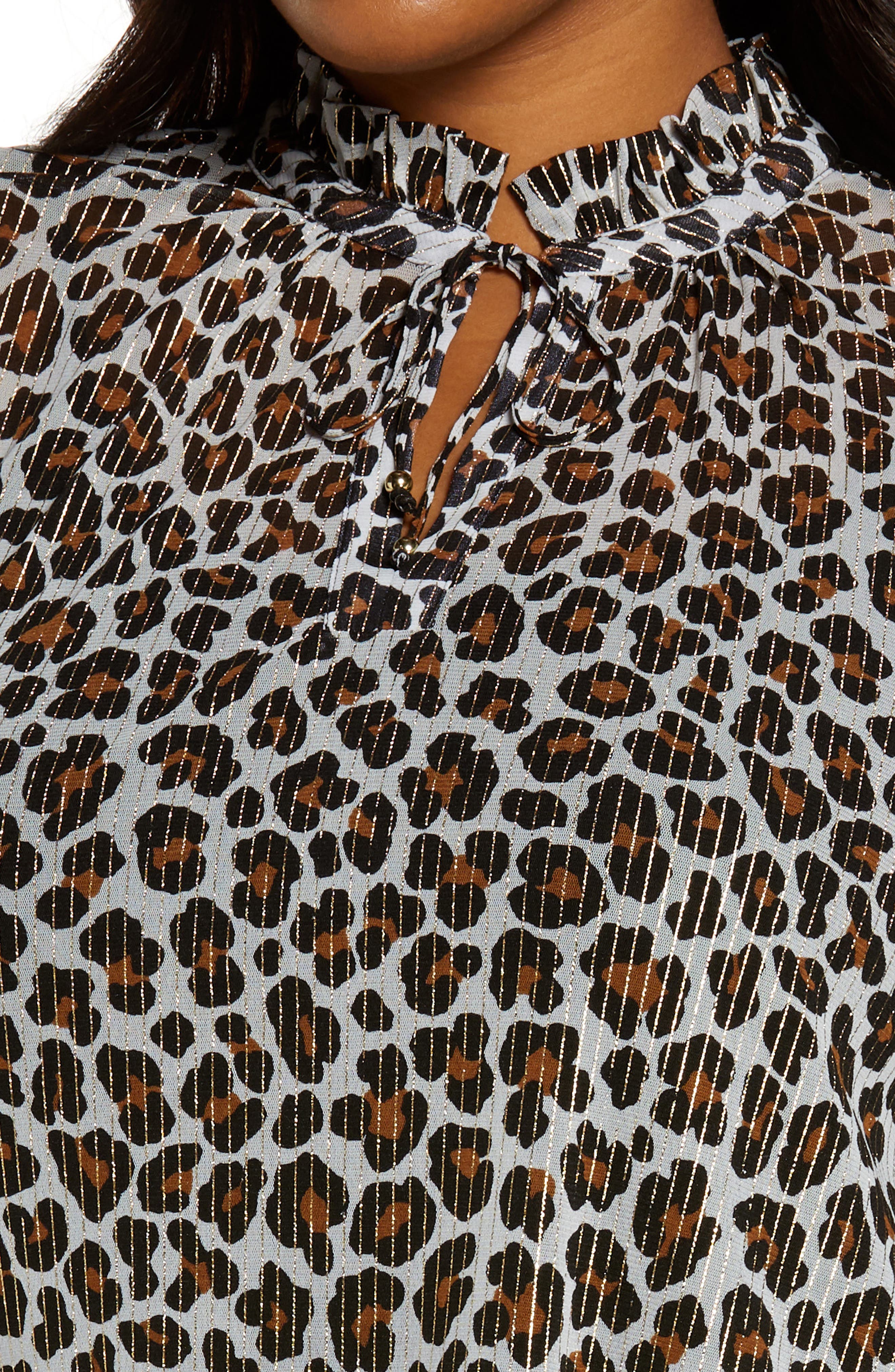 MICHAEL Michael Kors Metallic Thread Animal Print Ruffle Top (Women ...