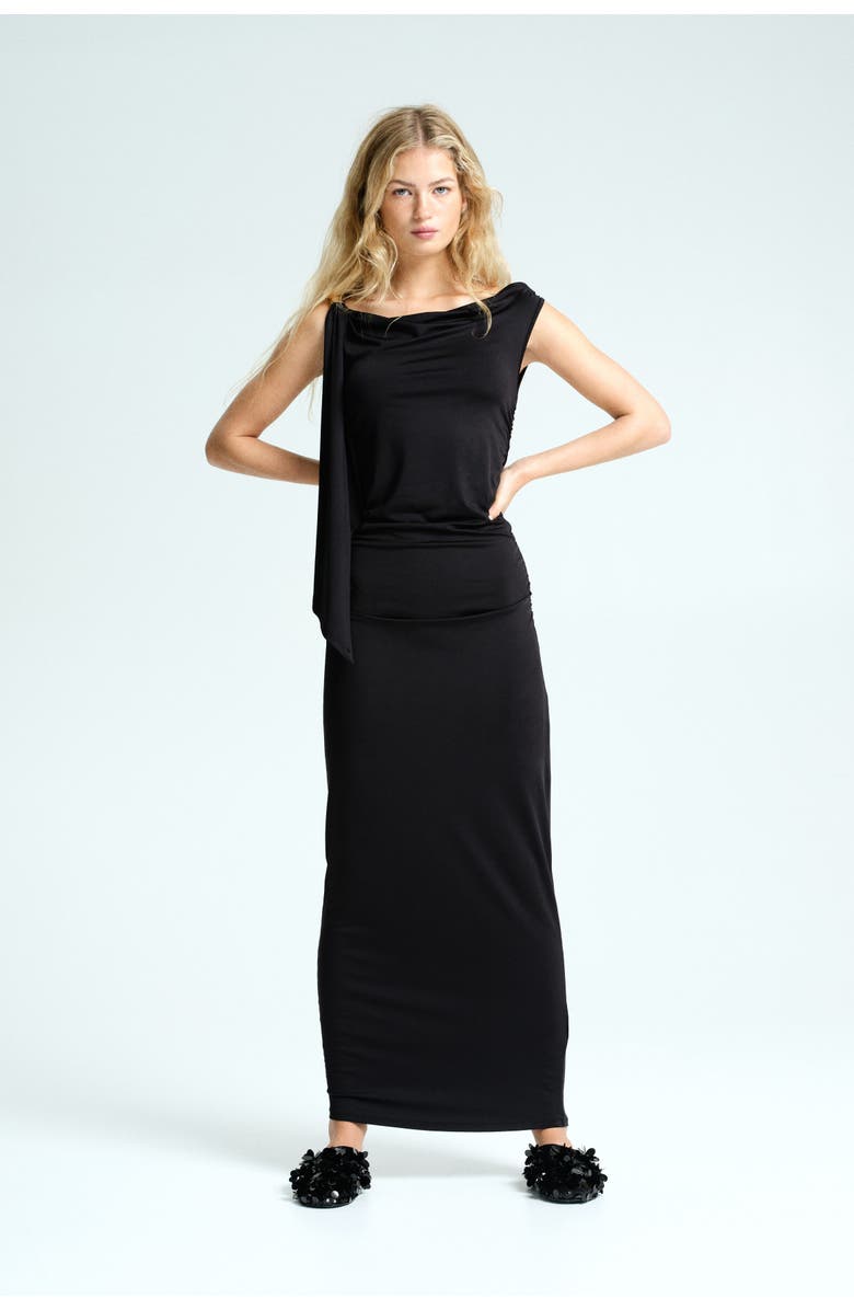 H&M Draped One-shoulder Dress, Alternate, color, Black