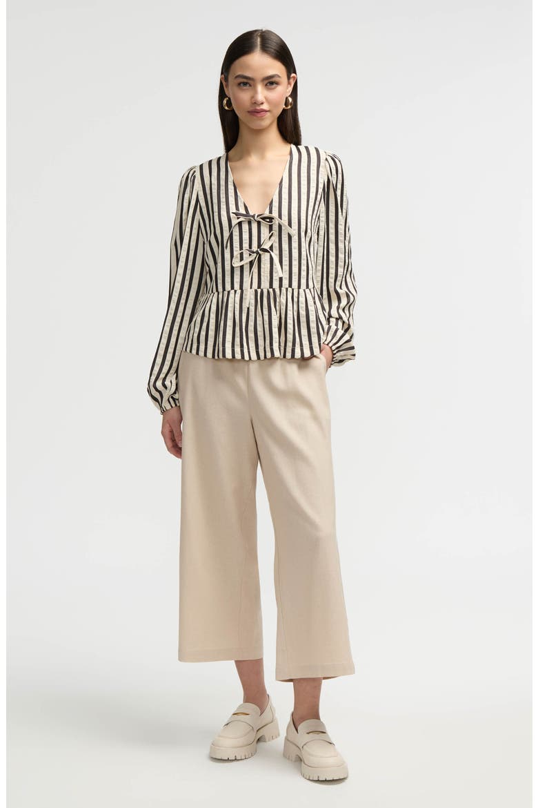 Tie Peplum Top, Alternate, color, BLACK