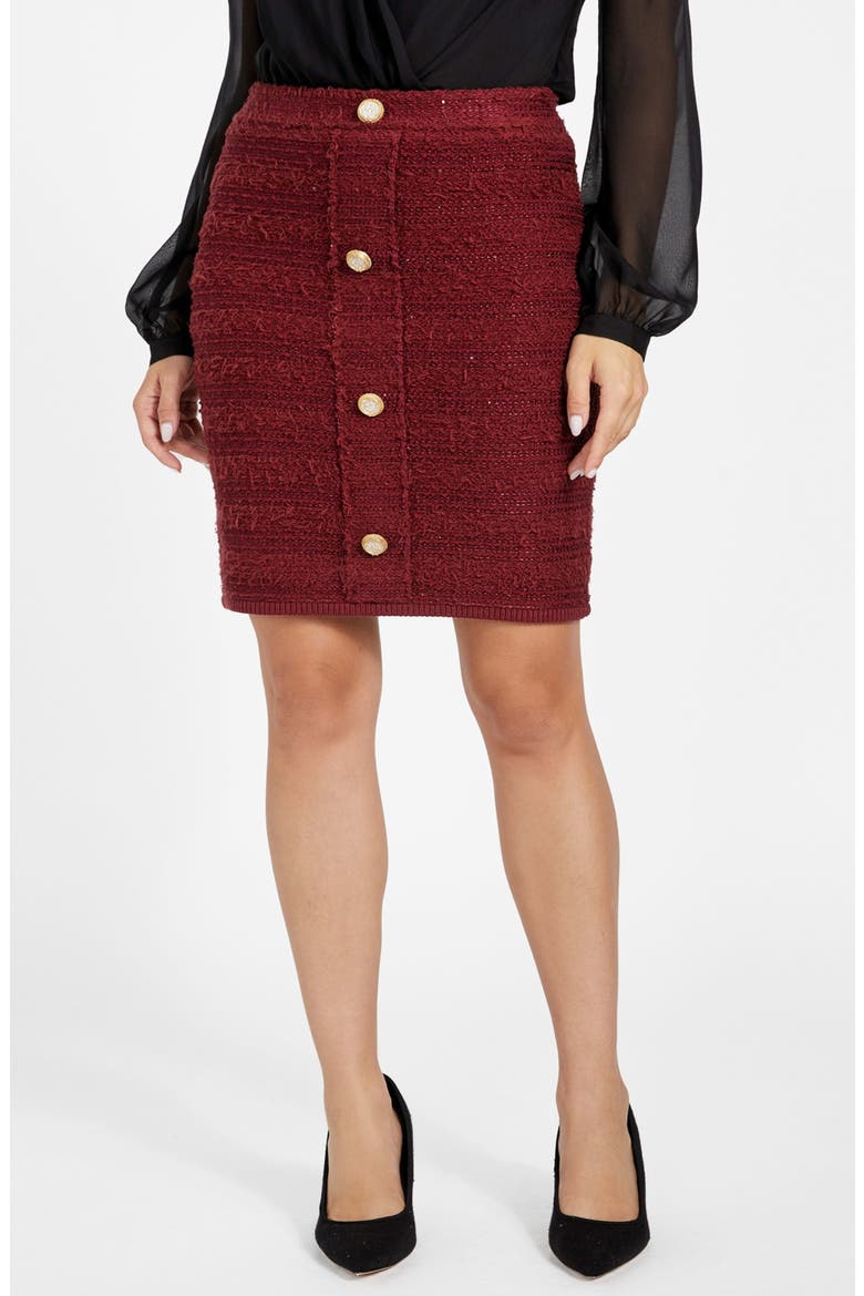Clara Knit Pencil Skirt, Main, color, RED