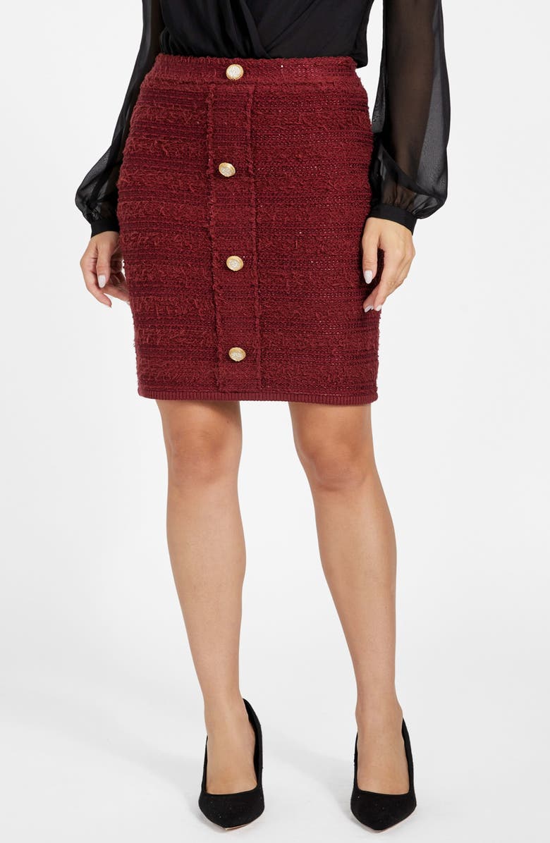 Marciano Clara Knit Pencil Skirt, Main, color, Red