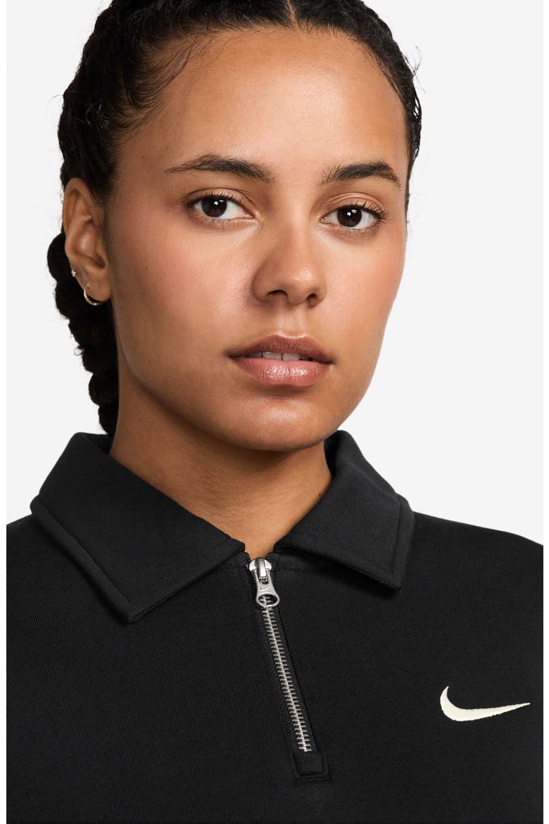 Sportswear Phoenix Fleece Quarter Zip Oversize Polo Sweatshirt, Alternate, color, BLACK/SAIL