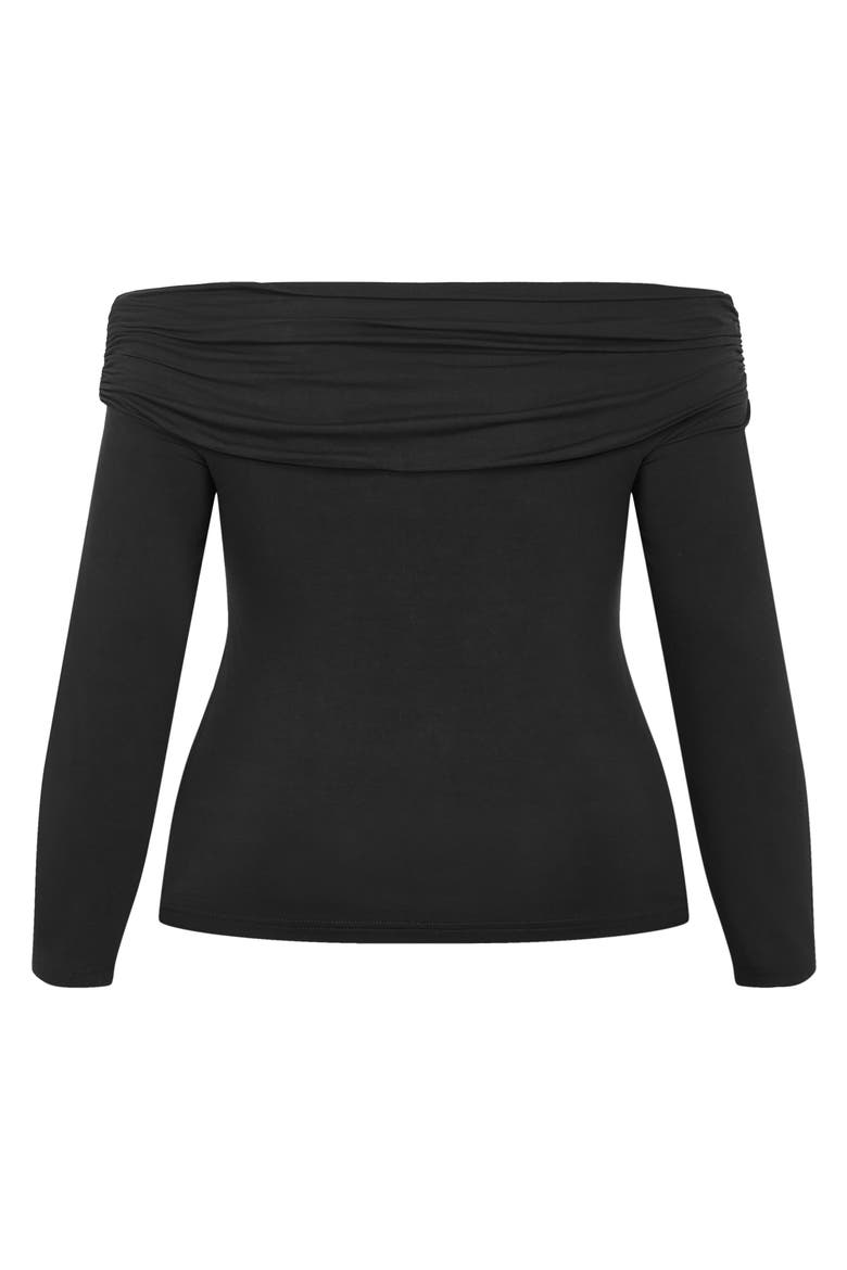 Buckle Off the Shoulder Top, Alternate, color, BLACK