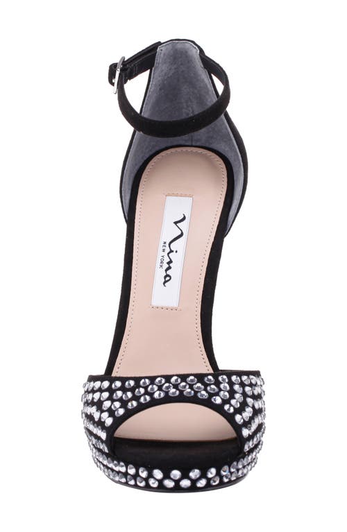 Nina Francia Crystal Ankle Strap Stiletto Sandal In Black