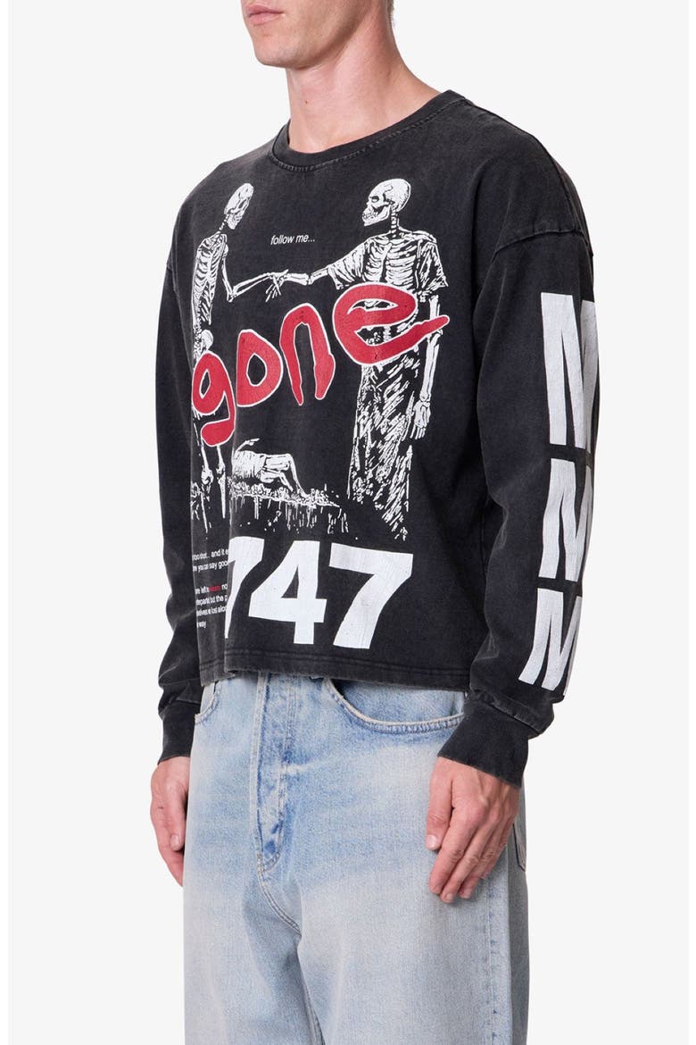 Gone Skeleton Graphic Long Sleeve T-Shirt, Alternate, color, BLACK