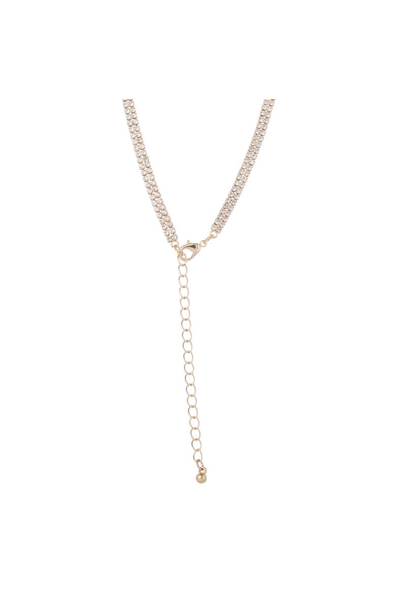 Crystal Double Strand Bow Lariat Necklace, Alternate, color, Gold