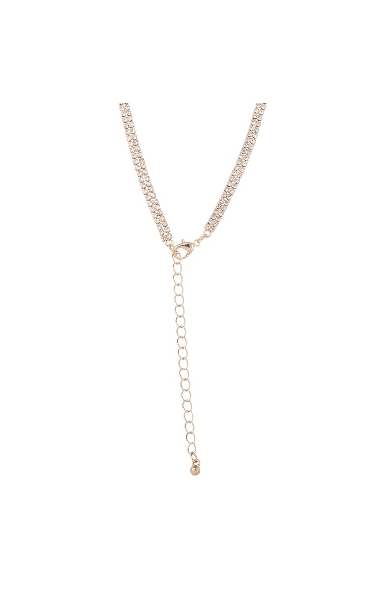 BCBG Generation Crystal Double Strand Bow Lariat Necklace, Alternate, color, Gold