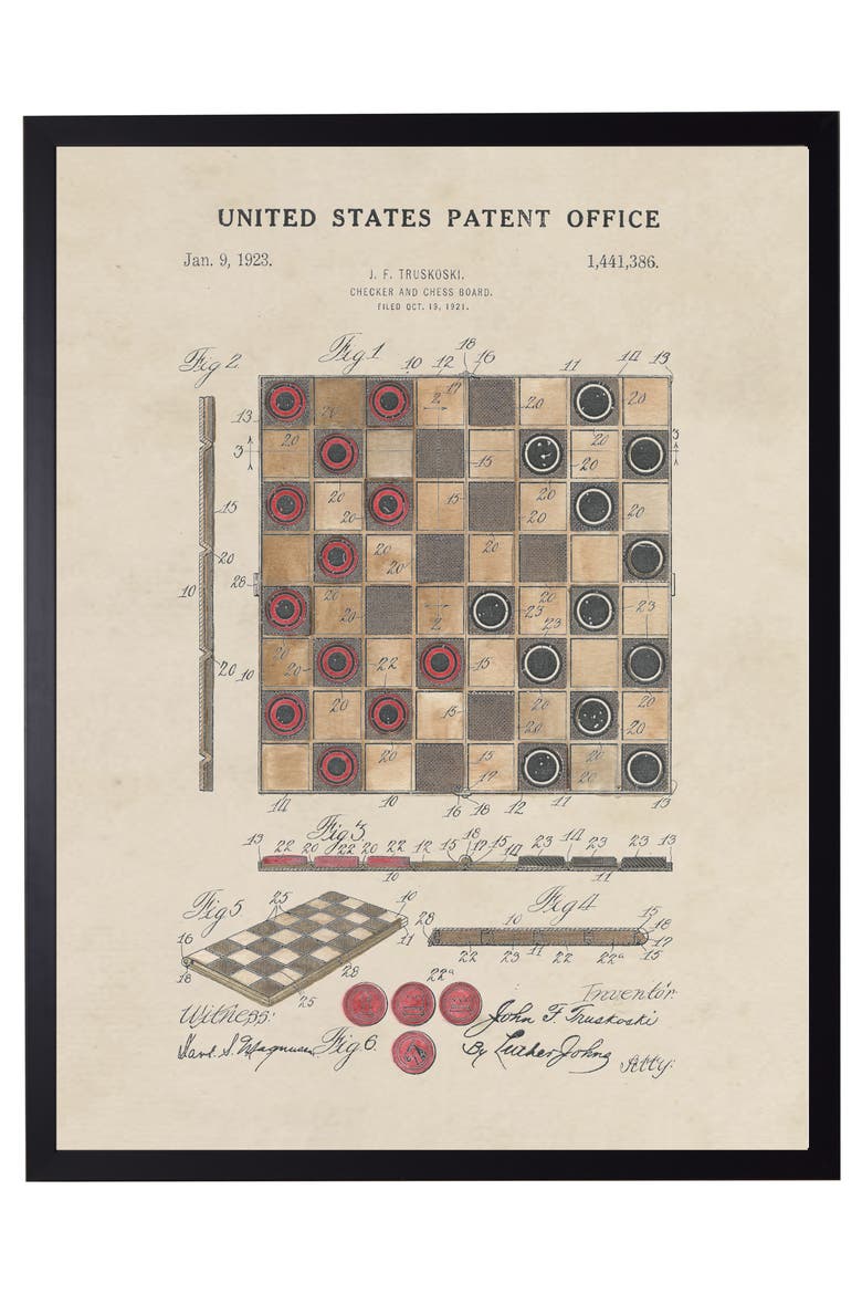 Checkers Board Patent in Black Frame, Main, color, No Color