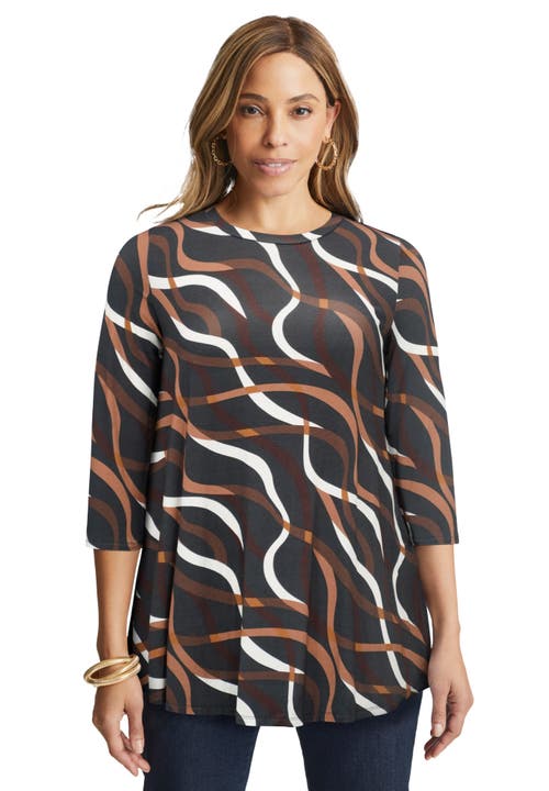 Jessica London Stretch Knit Swing Tunic In Multi