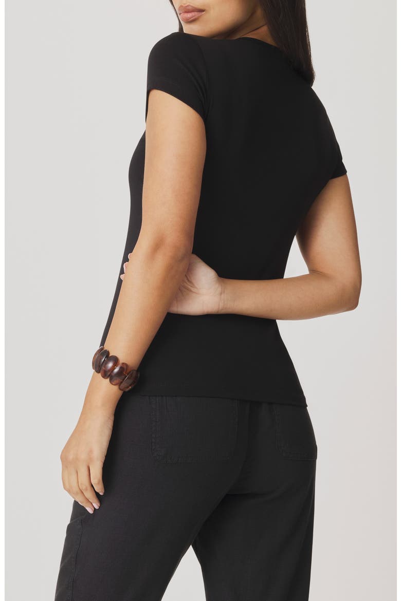 Josie Stretch V-Neck T-Shirt, Alternate, color, BLACK
