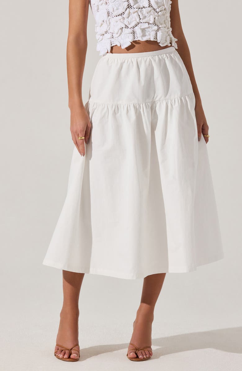 ASTR the Label Drop Waist Cotton Blend Skirt, Alternate, color, White