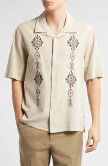 NN07 Ole 5396 Embroidered Linen & Cotton Camp Shirt