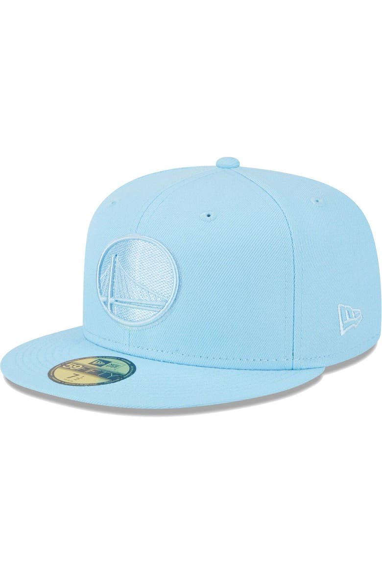 Men's New Era Powder Blue Golden State Warriors Spring Color Pack 59FIFTY Fitted Hat, Alternate, color, Powder Blue