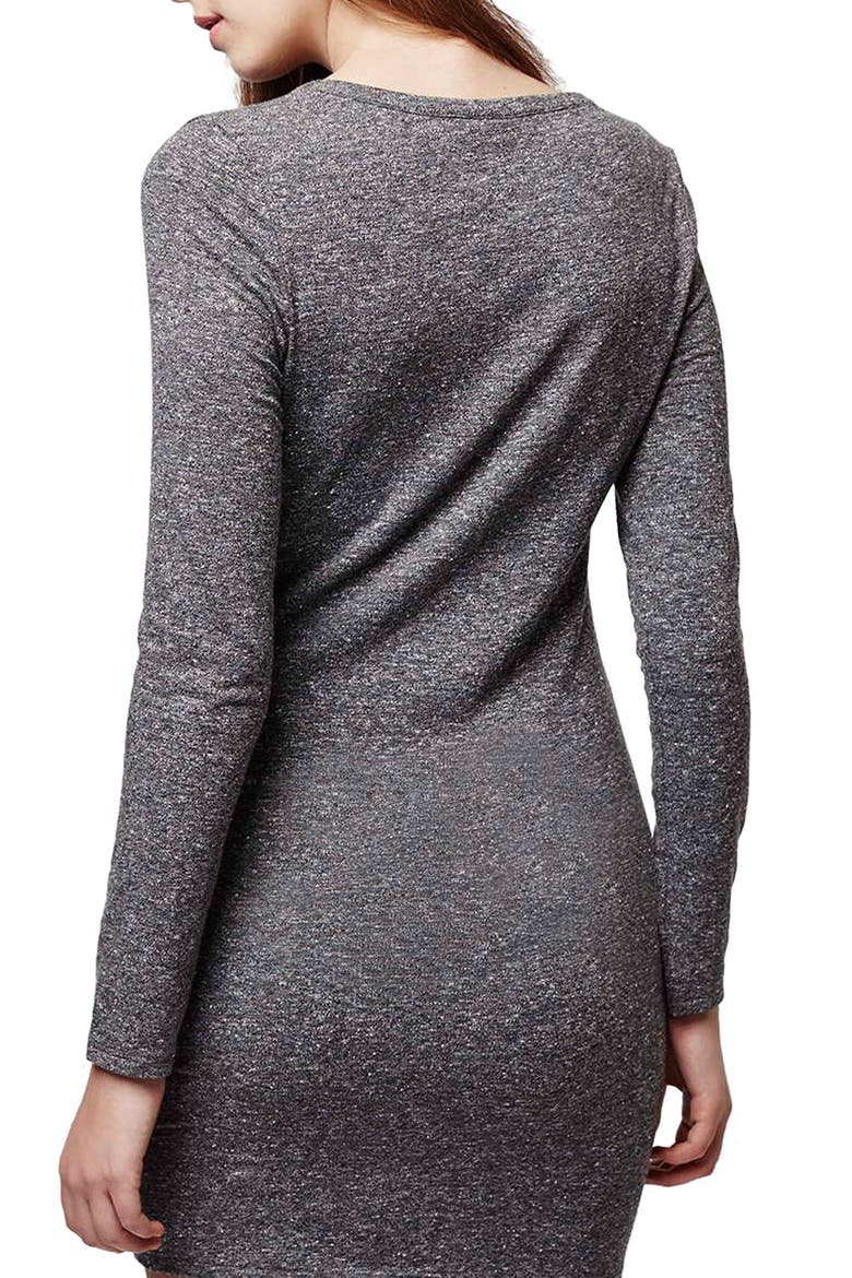 Knot Front Body-Con Dress, Alternate, color, GREY