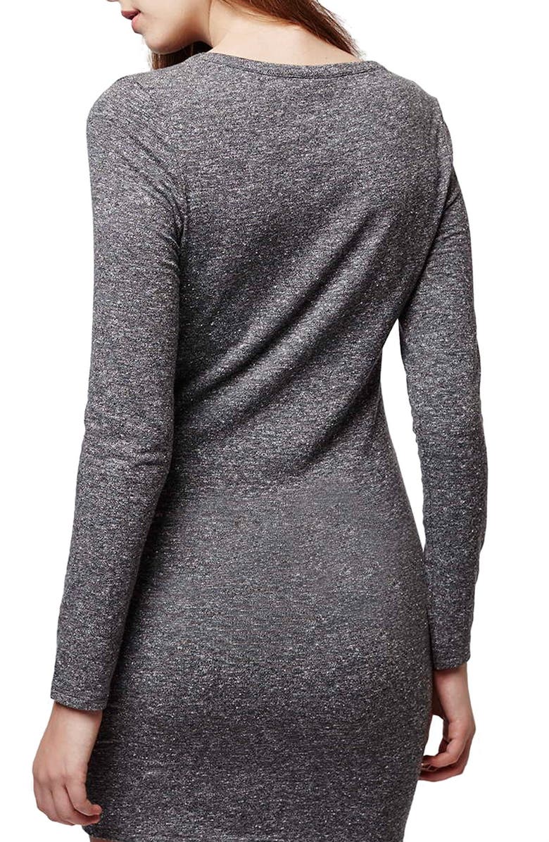 Topshop Knot Front Body-Con Dress, Alternate, color, Grey