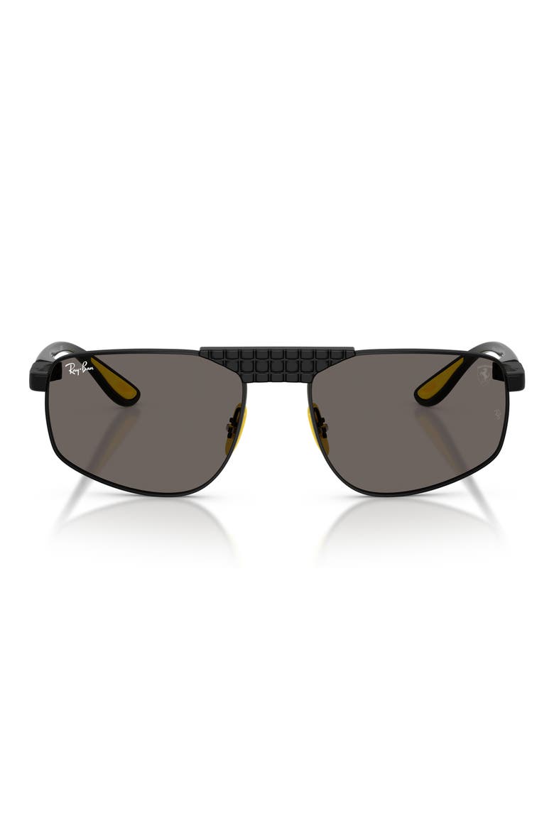 58mm Ferrari Irregular Sunglasses, Main, color, MATTE BLACK / DARK GREY