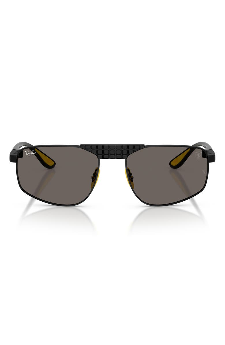 Ray-Ban 58mm Ferrari Irregular Sunglasses, Main, color, Matte Black / Dark Grey