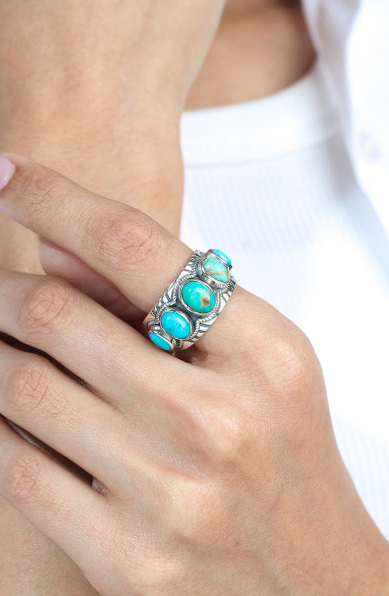 YS GEMS Mohave Turquoise Cluster Band Ring, Alternate, color, Blue