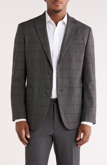 Nordstrom Rack Windowpane Knit Sport Coat In Gray