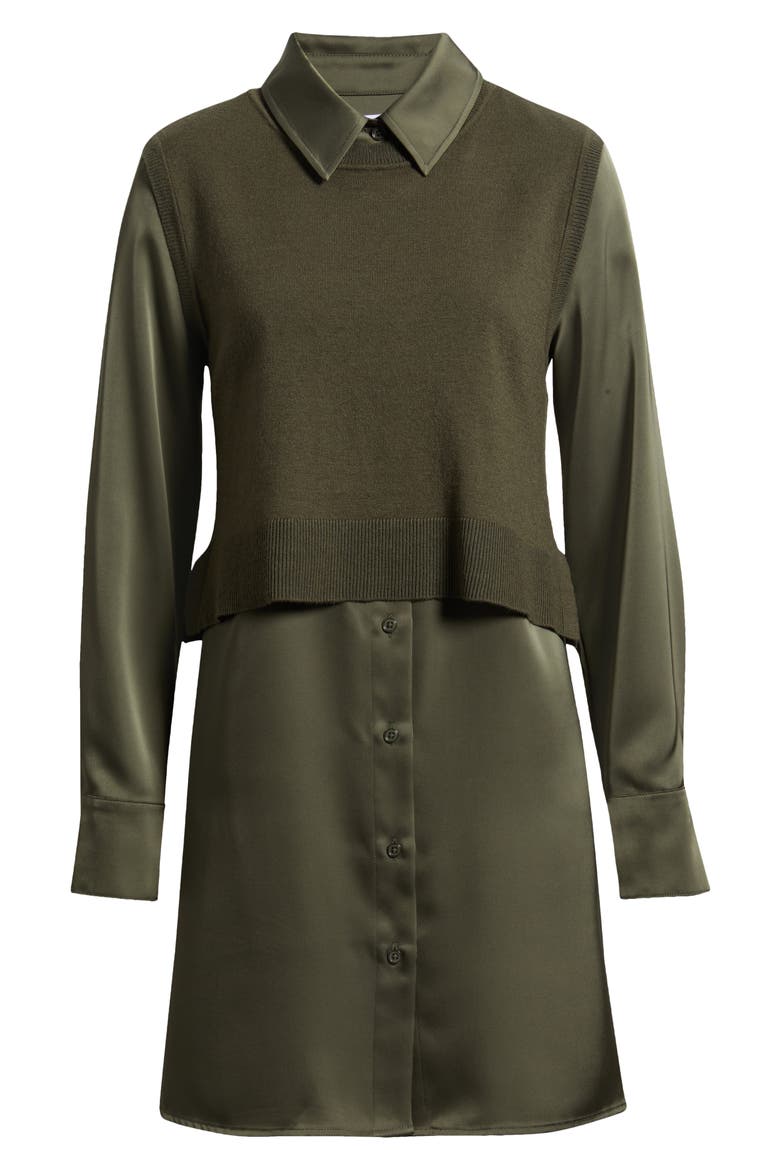 Layered Mixed Media Dress, Alternate, color, LODEN