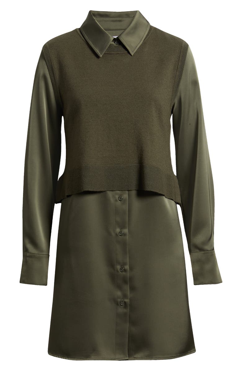 Sam Edelman Layered Mixed Media Dress, Alternate, color, Loden