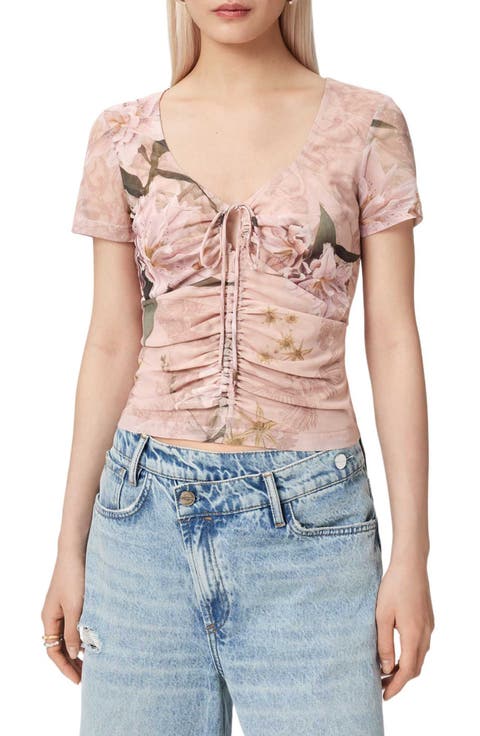 Gabby Floral Print Mesh Top