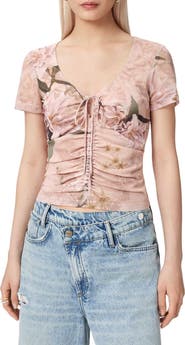AllSaints Gabby Floral Print Mesh Top