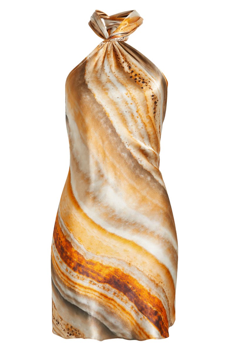 Topshop Print Halter Minidress, Alternate, color, Rust Multi