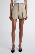 McQueen Pleated High Waist Cotton Gabardine shorts