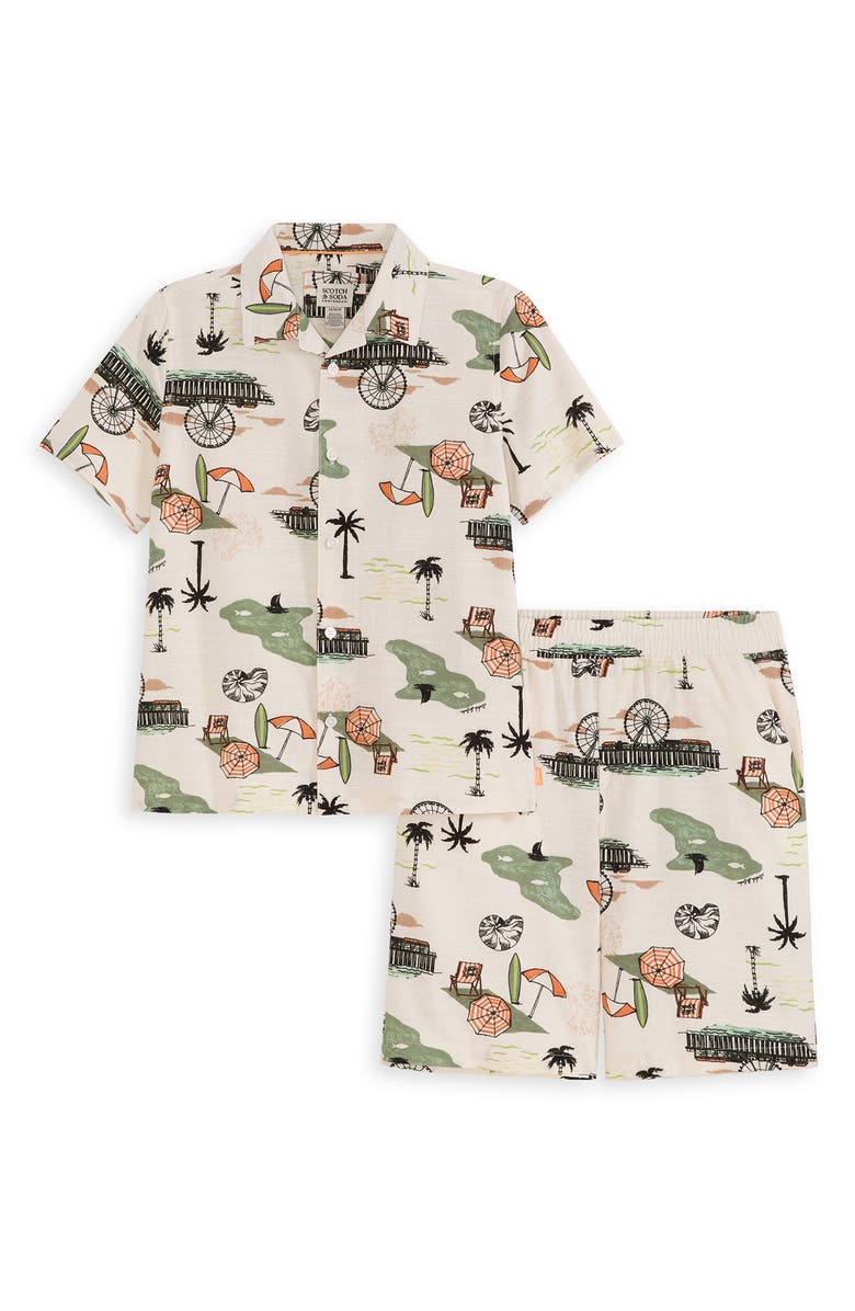 Scotch & Soda Button-Up Shirt & Shorts Set, Main, color, Eggnog