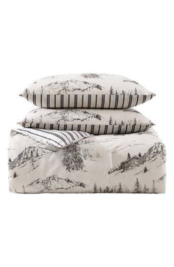 Eddie Bauer Rocky Mountain Cabin Reverisble Comforter Set In Light Grey/beige