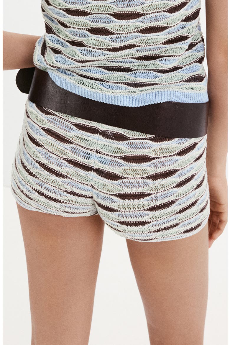 Wavy Stripe Knit Shorts, Alternate, color, SKY BLUE