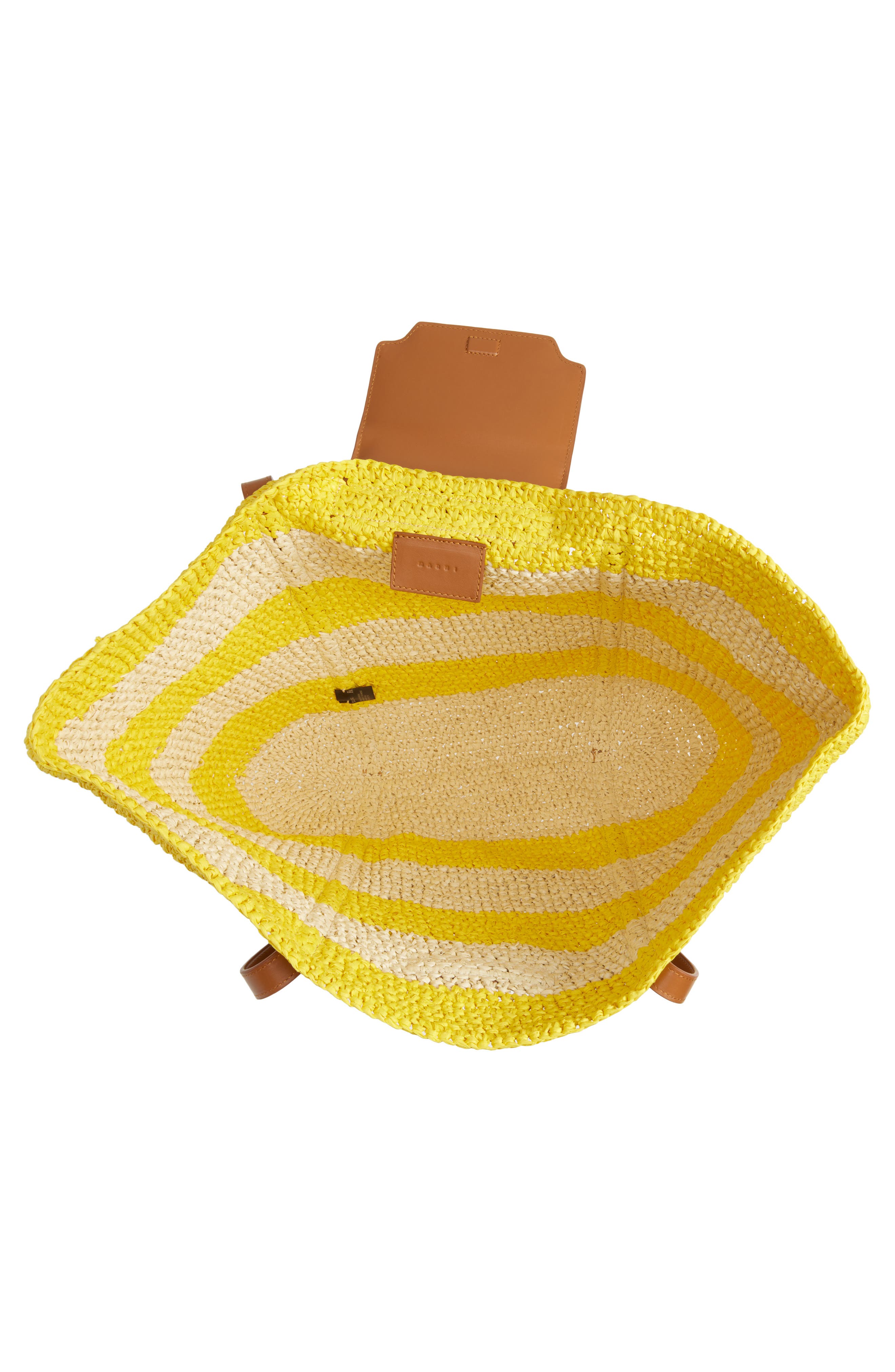 Marni Medium Trunkaroo Stripe Woven Tote, Alternate, color, Yellow