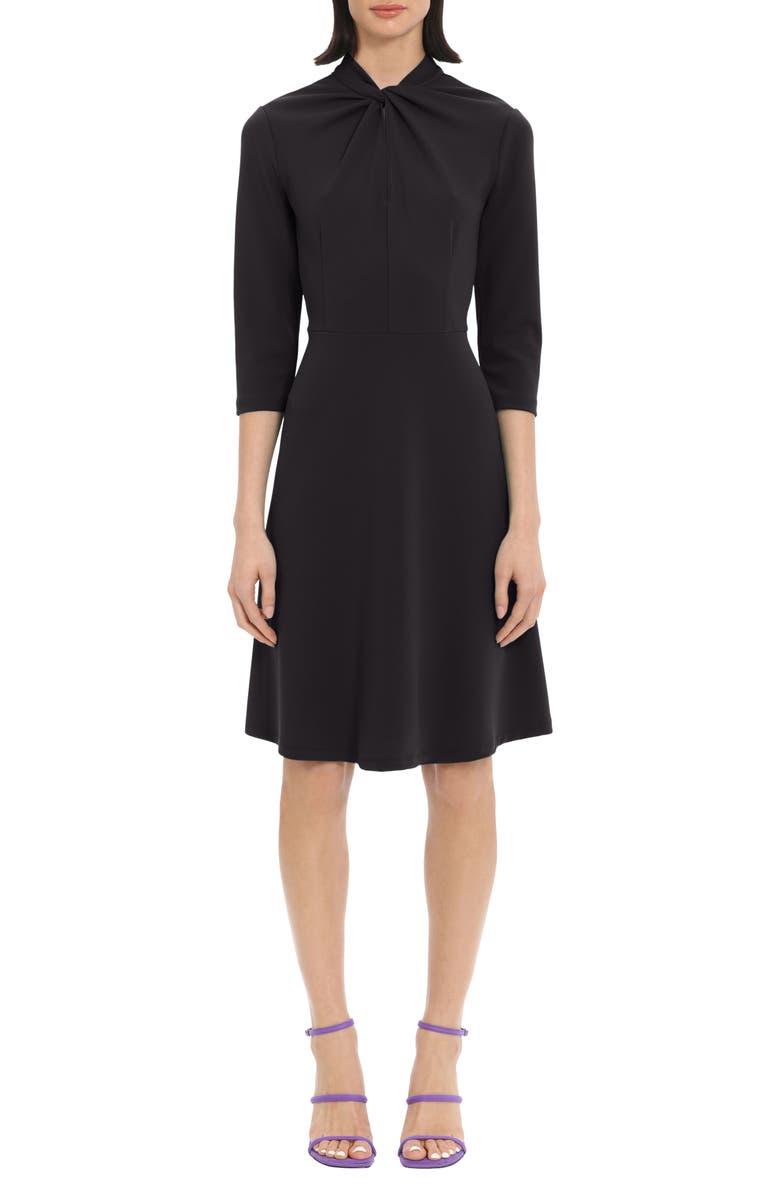 DONNA MORGAN FOR MAGGY Twist Neck Fit & Flare Dress, Main, color, Black