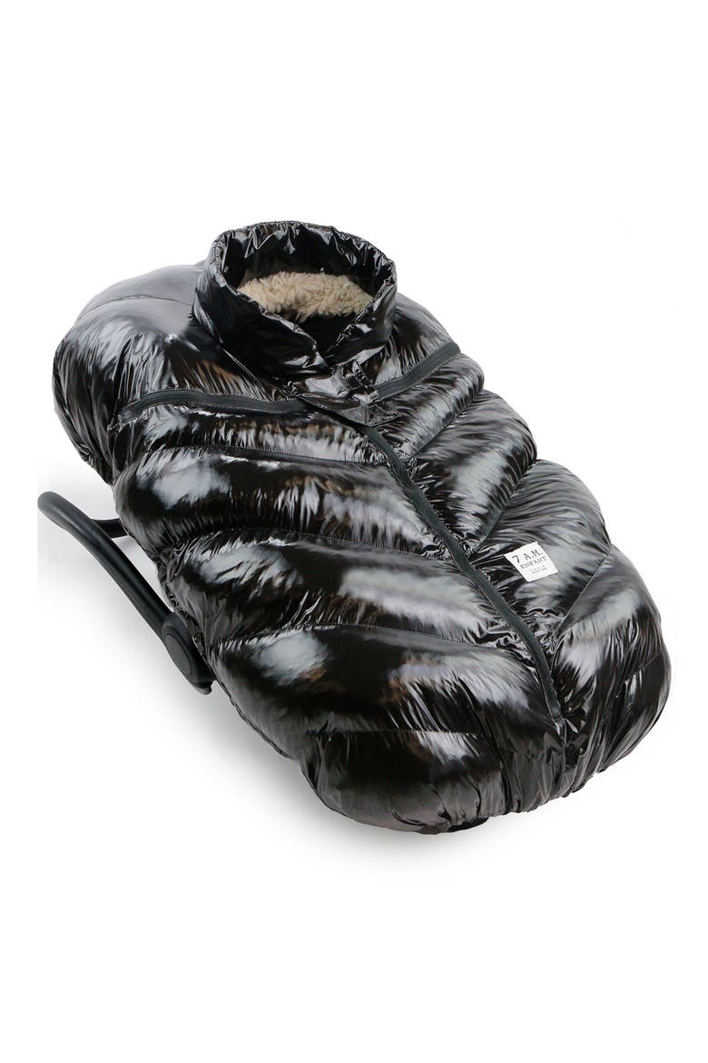 Fleece Lined Water Resistant Car Seat Cocoon, Main, color, BLACK POLAR