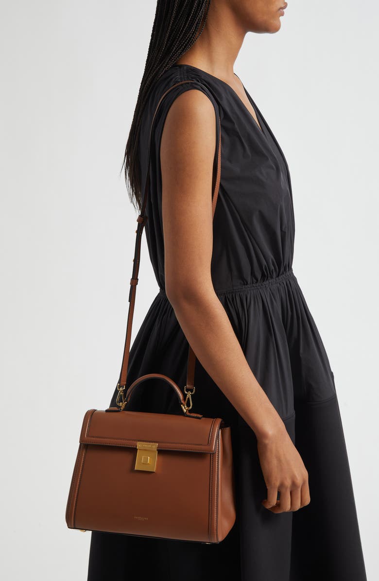 DeMellier Medium Paris Leather Top Handle Bag, Alternate, color, Tan W/ Be F02