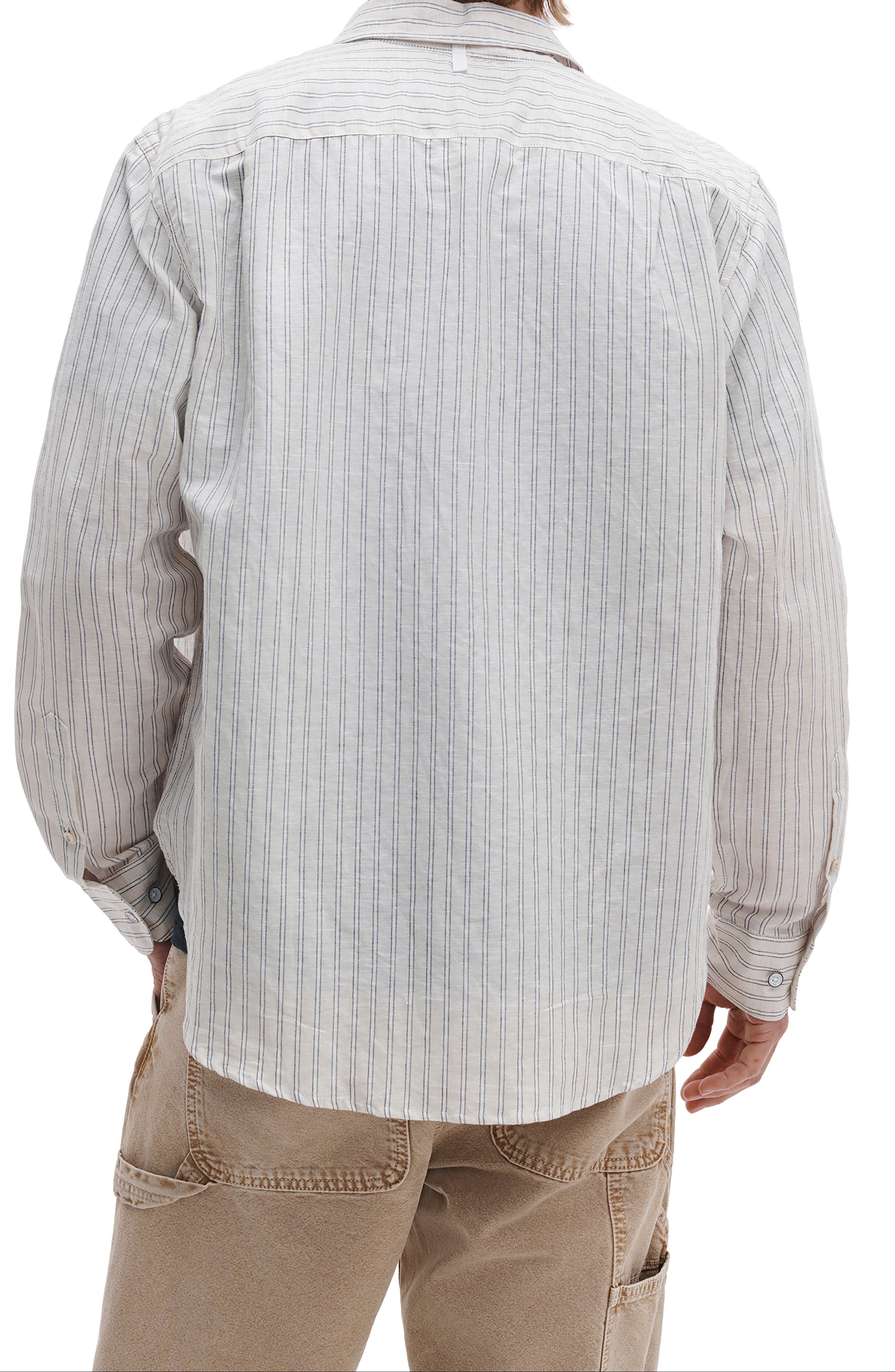 Finch Stripe Linen Blend Button-Up Shirt - image 2