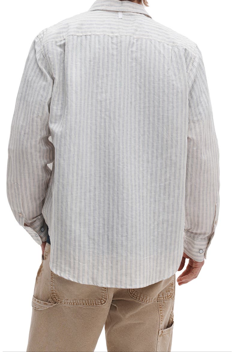 Finch Stripe Linen Blend Button-Up Shirt, Alternate, color, PATUS