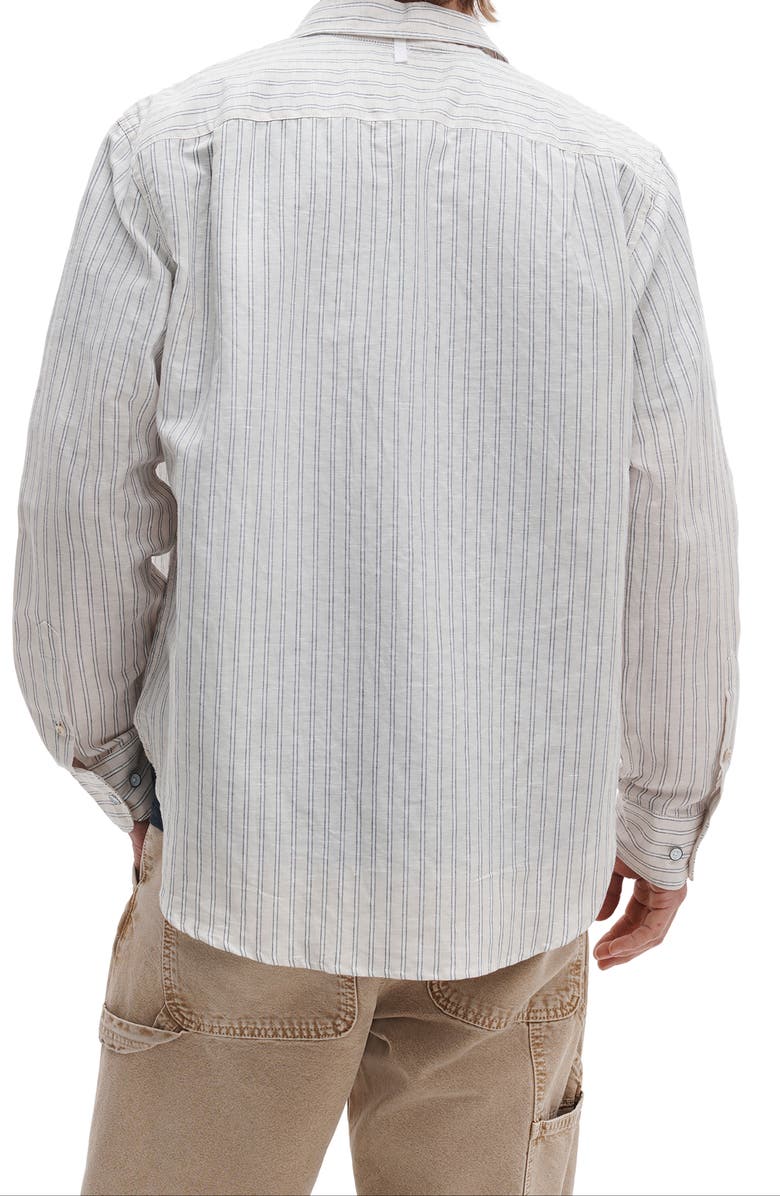 rag & bone Finch Stripe Linen Blend Button-Up Shirt, Alternate, color, Patus