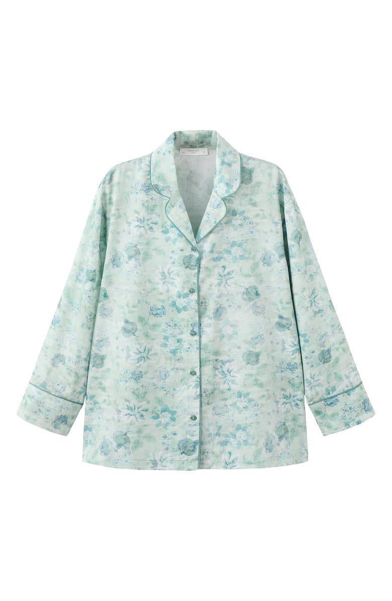 MANGO Relaxed Fit Cotton Pajama Top, Alternate, color, Mint Green