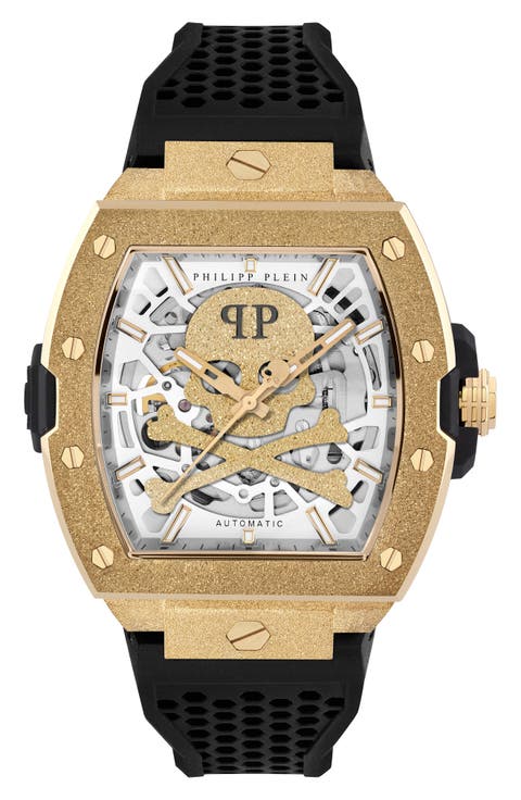 The $keleton Frosted Automatic Silicone Strap Watch, 44mm